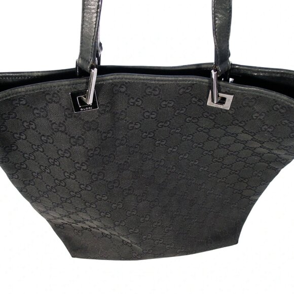 GUCCI Large All Black GG Signature Logo Shopper Tote Bag 31243 2123 - Picture 12 of 13